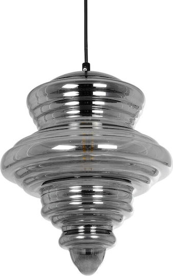 GloboStar Corte Pendant Light Black with Crystals for Socket E27 25x25x30cm