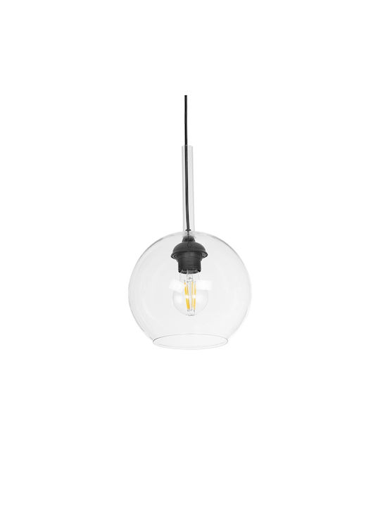 GloboStar Mprala Pendant Light Transparent with Crystals for Socket E27 20x20x18cm