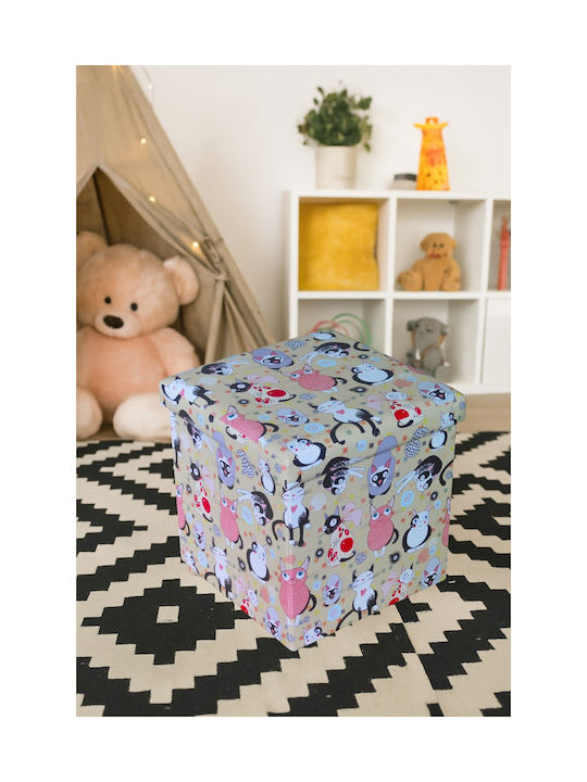 Scaune Camera de zi Cu spațiu de depozitare Tapițat cu Țesătură Multicolor 38x38x37.5buc