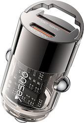 Yesido Car Charger with Ports 1xUSB-A 1xType-C and Cable Type-C