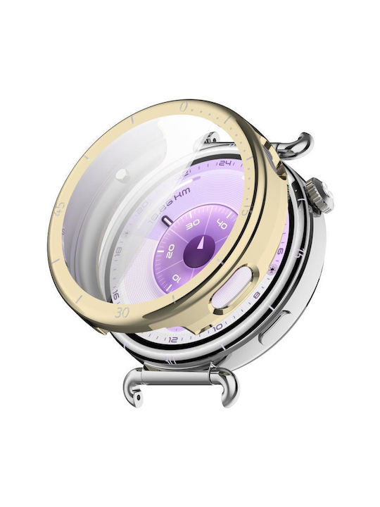 Huawei Watch GT 6 41 Millimeter Scale Style Full Coverage Electroplated Soft TPU Watch Protective Case Light Gold
