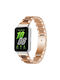 Metal Watch Strap Three Beads Samsung Galaxy Fit3 Rose Gold Brown