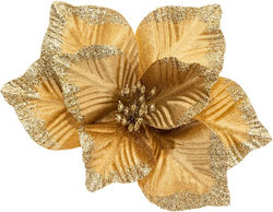 Floare Decorative de Crăciun Poinsettia Clip 24x11 Cm Aurie