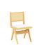 Winslow Dining Room Wooden Chair Natural Shade - White Fabric 46x58x80cm
