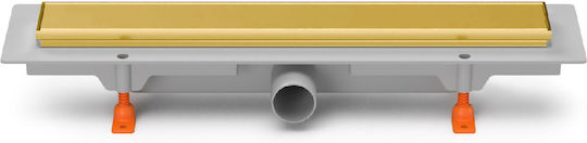 Linear Floor Drain Stainless Steel Frame Side Outlet D40 550mm Matte Gold Grate Klasik Floor Ch550kn1zl Chudej