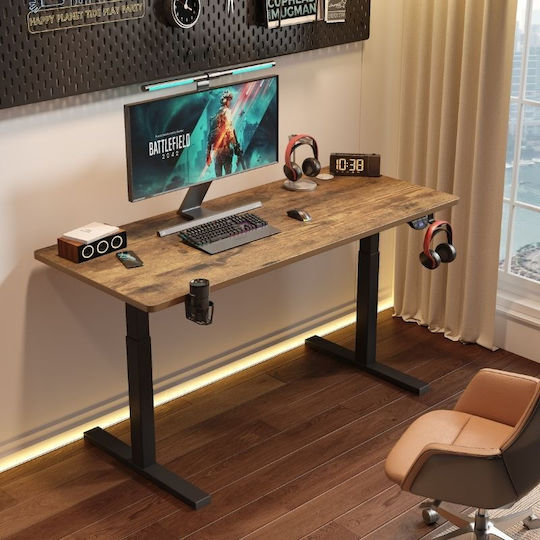 Elektrisch Gaming-Schreibtisch mit verstellbarer Höhe 120x60x201cm Black - Brown Elektrisch Gaming-Schreibtisch mit verstellbarer Höhe 120x60x201cm Black - Brown