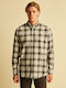 Long-sleeved Flannel Shirt Checked Gray