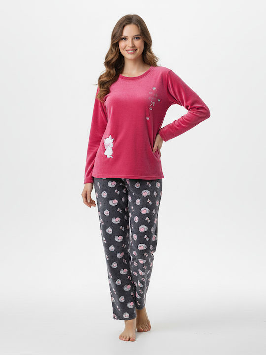 Lido Underwear Winter Damen Pyjama-Set Fuchsia