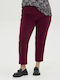 Women's Fabric Capri Trousers Loose Fit Bordeaux
