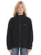 Fleece Γυναικεία Ζακέτα με Φερμουάρ σε Μαύρο Χρώμα