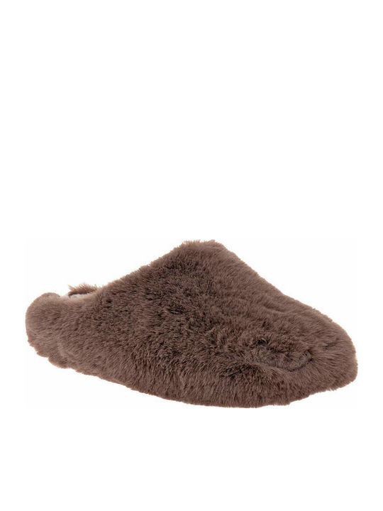 Adam's Shoes Χειμερινές Γυναικείες Παντόφλες Καφέ