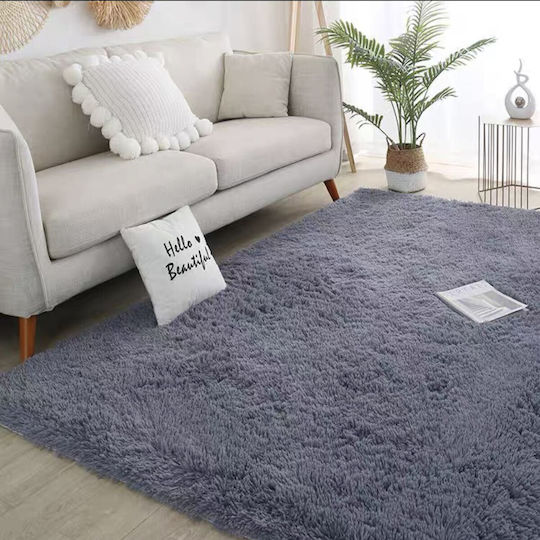 Homeone Set Zottelig Schlafzimmer-Teppichsets Synthetisch,Polyester/Cotton/Leather Gray 3Stück
