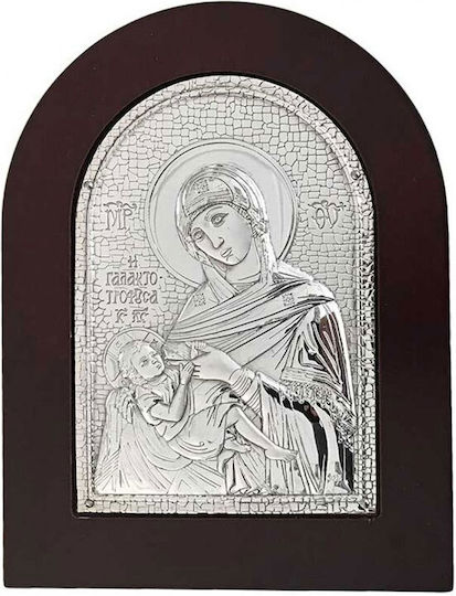 Heiligenikone der Heiligen Maria Epaargyri Versilberte Holzrahmen