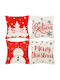 Set 4 Huse Decorative Pentru Perne 40x40 Cm Motive De Crăciun Roșii Albe