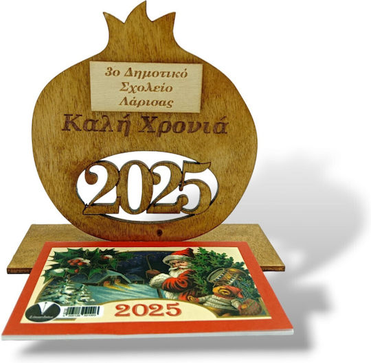 Wooden Diary Pomegranate Perforated ''2026'' Desktop Natural 110x120mm 1pc
