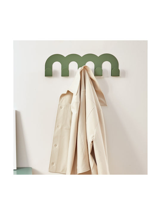 Wall Hanger A-s Cherie Metal 5 Hooks Green 50x15.7x3.3cm