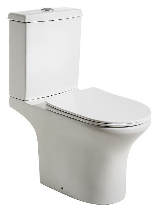 Tema Stehende Toilette Randlos mit Spülung mit Deckel Sanftes Schließen Weiße 5207047202816 Tema Stehende Toilette Randlos mit Spülung mit Deckel Sanftes Schließen Weiße 5207047202816