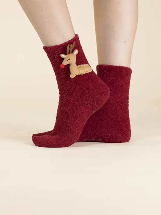 Noidinotte Damen Weihnachtssocken Dark Red 1Pack