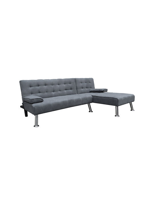 Brisk Corner Couch Bed with Reversible Angle Charcoal 200x146x75cm