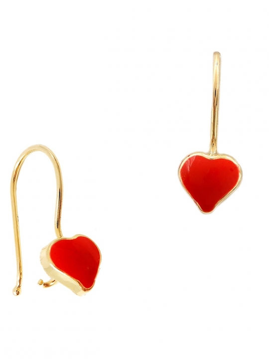 Polytimo Kids Earrings Pendants Hearts from Gold