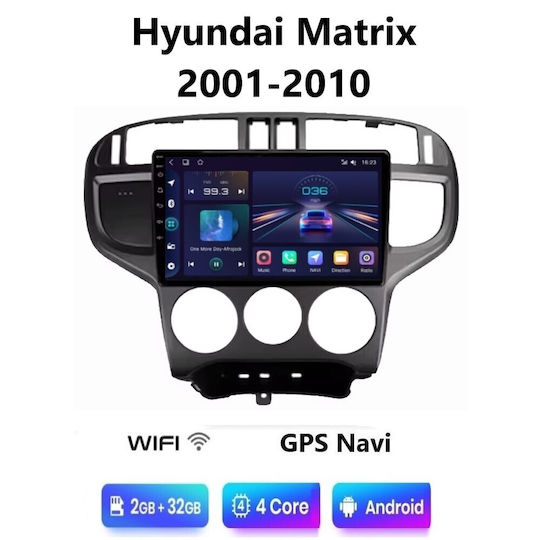 Car Audio System for Hyundai Matrix 2001-2010 (Bluetooth/USB/WiFi/GPS/Apple-Carplay/Android-Auto) with Touch Screen 9"