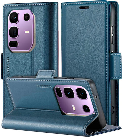 Infinix Note 50 Pro Handyhülle Erbord Glänzendes Litchi Brieftasche Klapphülle Blau