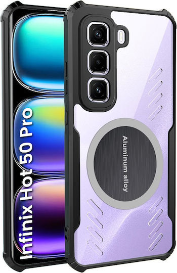 Handyhülle Infinix Hot 50 Pro 4g Magnetische Rückseitenhülle Transparente Schwarze
