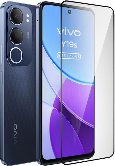 3D Vollkleber Vollflächig gehärtetes Glas Schwarz (Vivo Y19s)