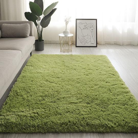 Homeone Set Zottelig Schlafzimmer-Teppichsets Synthetisch,Polyester/Cotton/Leather Green 3Stück