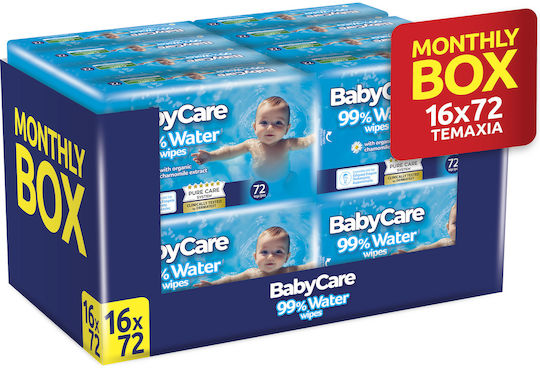 Baby Wipes with 99% Water, without Alcohol & Parabens 16x72pcs