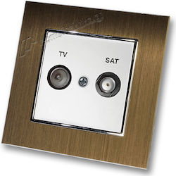 TV Satellite Aerial Socket White Matte Frame Go...
