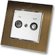 TV Satellite Aerial Socket White Matte Frame Go...