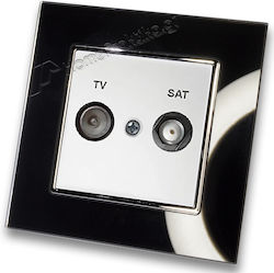 TV Satellite Aerial Socket White Matte Frame Bl...