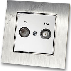 TV Satellite Aerial Socket White Matte Frame Si...