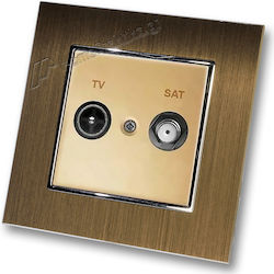 TV Satellite Aerial Socket Gold Matte Frame Gol...