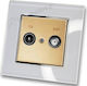 TV Satellite Aerial Socket Gold Matte White Gla...