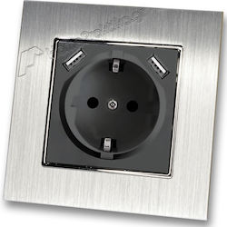 Πρίζα Σούκο Χωνευτή Τοίχου 2 Θύρες Usb 5.1vdc/2...