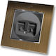 Telephone Socket Plasio Double Black Matte Frame Gold Metallic Hseries Lineme 50-00119-2_50-00121-6