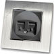 Telephone Socket Plasio Double Black Matte Frame Silver Metallic Hseries Lineme 50-00119-2_50-00121-18