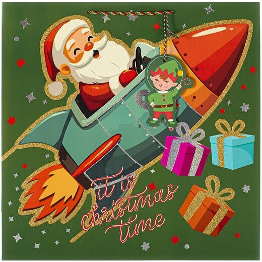 Tri-Coastal Design Rocket Santa Christmas Gift Bag 40x40x15cm