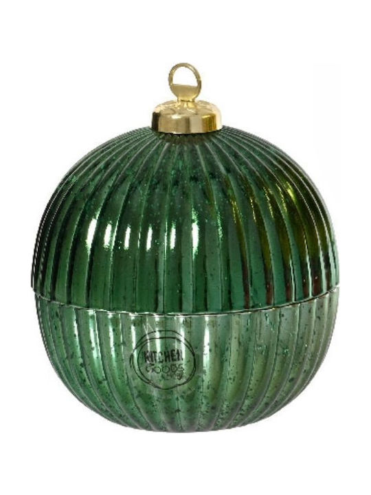 Christmas Glass Storage Box Candlestick Ball Shape Green 11x13cm 306.001.0798.09