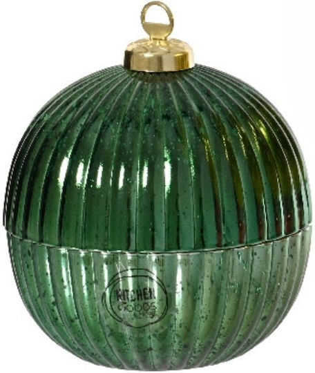 Christmas Glass Storage Box Candlestick Ball Shape Green 11x13cm 306.001.0798.09