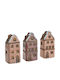 Crăciunescă Iluminată Decorativă Ceramică Scenă Maro 3buc