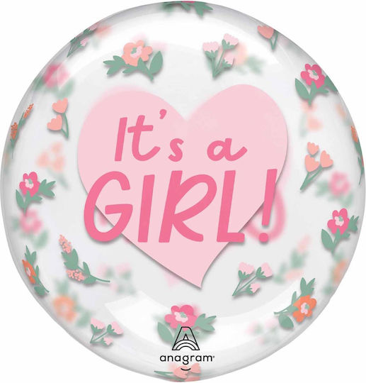 22" Transparent Balloon Orbz It's A Girl Floral