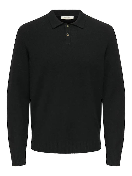 Only & Sons Short Sleeve Polo Blouse Black