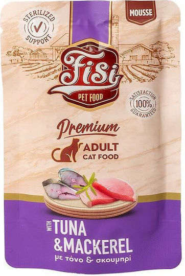 Fisi Wet Food for Adult Cats in Pouch with Tuna and Mackerel 80gr