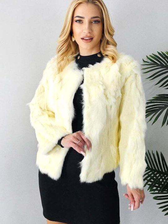 Μακριά Γυναικεία Γούνα Light Yellow
