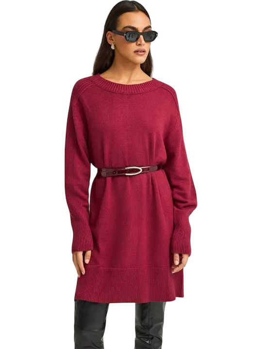Funky Buddha Rochie Mini Tricotată Roșu Bordeaux