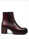 Leather Women's Ankle Boots Burgundy