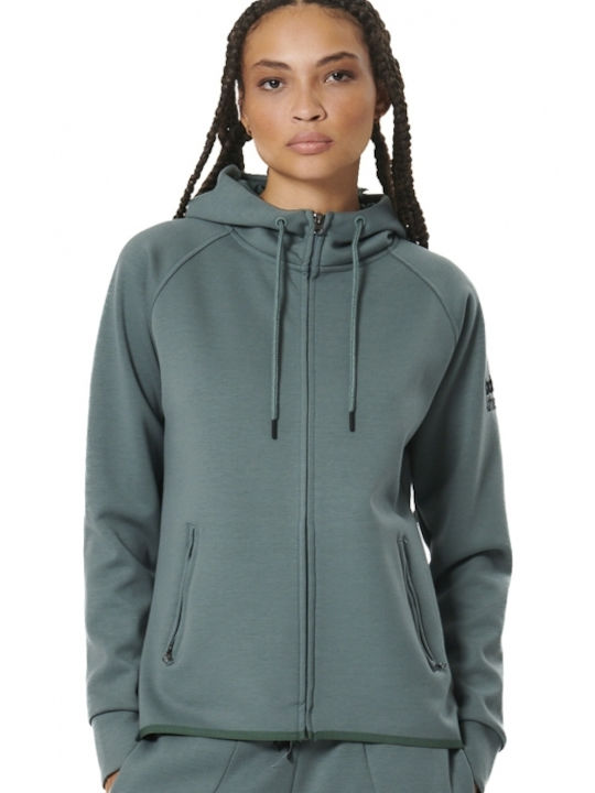 Body Action Women's Sweatshirt Jacket Hooded Green